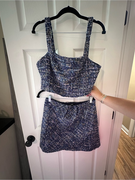 Lulus Dresses & Skirts - Lulu's Navy Blue Multicolor Tweed set size L